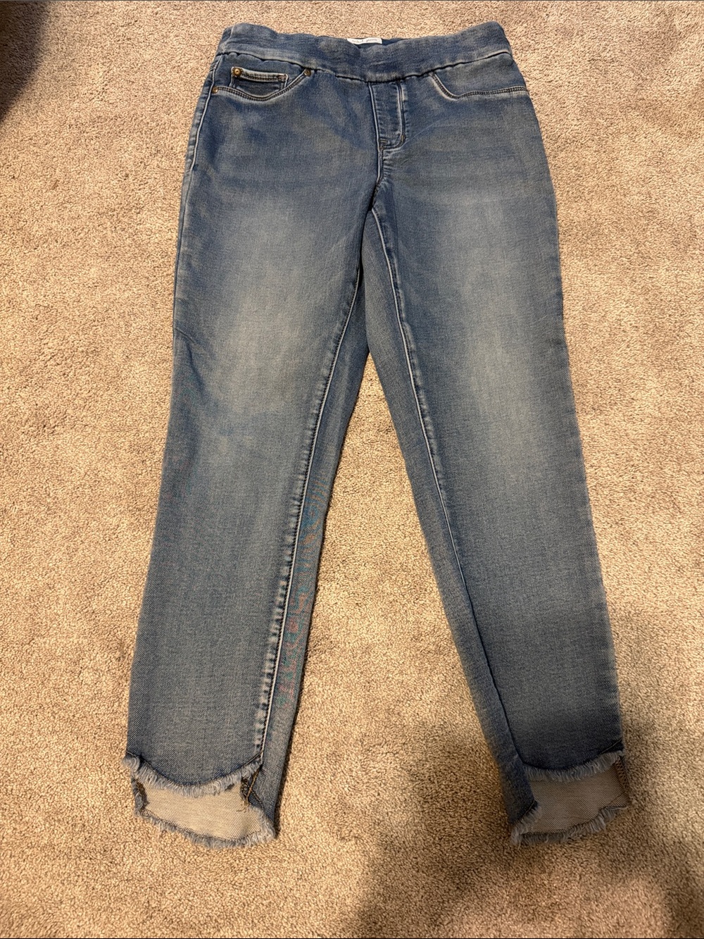 Tribal Jeans Ankle Jeffing Women's Blue High-Rise Slim with Frayed Hem